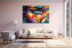 SpiritualHands Women Eye Glass Wall Art Oil Painting for Living Room, Tempered Glass Modern Prints Decor, Large Vivid Color Panel for Bedroom, Kitchen, or Office