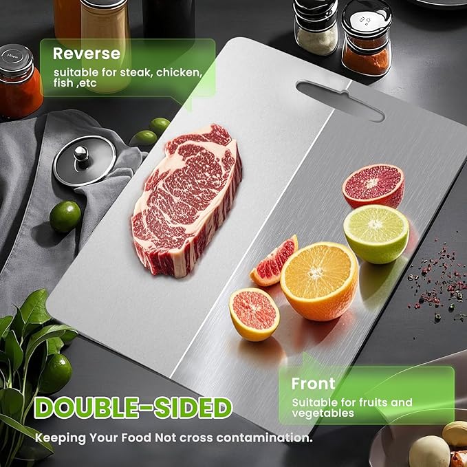 Titanium Cutting Board, 2025 New Upgrade 100% Pure Titanium Cutting Boards for Kitchen, Hygiene & Durability Non Stick Chopping Board, Double sided Cutting Mat, Easy to Clean (13 * 9)