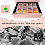 2 Pack PVC Foam Board Inserts for Drawer, Embroidery Floss Storage Organizer-Holds 216 3mm Bobbins, Embroidery Thread Holder for Cross Stitcher Storage(Bobbins are Not Include)