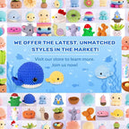 Crochet Kit for Beginner, Upgraded Easy Yarn Crochet Starter Kit w Step-by-Step Video Tutorials, Beginner Crochet Kit for Adults & Kids, Men & Women, Complete Kit Included, 3Pack Whale Family