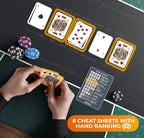 Newverest Poker Table Top 70" x 35", Texas Hold'em Poker Mat for Home Game Nights Up to 10 Players, Blackjack, Casino | Poker Topper for Tables in Zipper Storage Bag with 8 Coasters in Gift-Ready Box