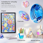 ARTEZA Glitter Acrylic Paint, 14 Iridescent Colors, 2 fl oz Bottles, Transparent Base, Iridescent Paint with Chunky Glitter, Art Supplies for Adding Accents to Canvas, Paper, Wood, and Glass