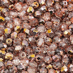 1.8 oz (50g, Approx. 600pcs) of Faceted Fire Polished Pressed Czech Glass Beads 4mm (0.16in), Crystal Copper Capri Apollo 00030-27101 BCV
