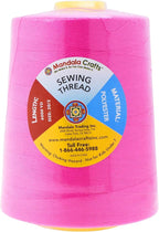 Mandala Crafts 4 Pack of Serger Threads Cones Spools - 20S/2 24000 Yards Polyester Neon Pink Threads for Sergers Machine and Overlock Quilting Sewing Machine