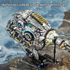 Mechanical Piranha Building Sets, Ocean Animal Collection Toy, Multi-Jointed Movement with Ice Blue Accents, Adults Home or Office Decor, STEM Building Gift for Teens Boys and Girls 12+（1085 PCS)