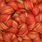 Merino Silk Luxe Tonal Designer Blend. Superfine Merino, Mulberry Silk, Tussah Silk. Top Roving for Spinning or Felting. Crimson Bliss 4oz