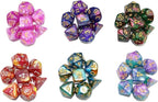 SmartDealsPro 6 x 7 Sets (42 pcs) Glitter Polyhedral Dice Sets with Pouches for DND RPG MTG Dungeon and Dragons Table Board Roll Playing Games D4 D8 D10 D12 D20 (6 Sets)