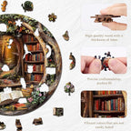 KAAYEE Wooden Puzzles for Adults, 3D Visual Effect Tree House Library Wooden Jigsaw Puzzle Unique Shape Wood Puzzle Adult, 3D Effect Flat Puzzle Birthday Family Games (S-8.5 * 8.5 in-100pcs)