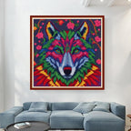 Dimensean Stamped Cross Stitch Kits Full Range of Embroidery Patterns Starter Kits for Beginners Adult or Kids DIY Cross Stitches Needlepoint Kits 11CT-Magic Wolf 17.7x17.7 inch