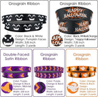 MEEDEE 3/8 inch 1 inch Halloween Ribbon Set Spooky October Ribbon Assortment 5 Rolls 10 Yards Halloween Crafts, Fall Gift Wrap, Party Decorations, Autumn Wreaths, Trim Bundle, Wreath Bow Supplies