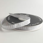 Gray Gingham Plaid Checked Ribbon 25 Yards Each Roll 100% Polyester (3/8",Gray)