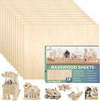 12 Pack 12x18x1/8 Inch Basswood Sheets, MAPRIAL Smooth 3mm Plywood for Laser Cutting, Unfinished Wood Board for Engraving, Wood Burning, Painting, Crafts, Ornaments, Models, Cutter, Engraver, Gifts