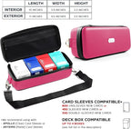 Quiver Time Pink Bolt Card Carrying Case fits Pokemon Cards and other TCG Games - Storage Bag for Playing/Trading Cards and Deck Box (Straps, Dividers & 100 Apollo Card Sleeves)