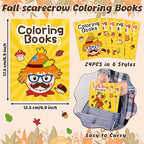 JAPBOR Fall Scarecrow Coloring Books - 24PCS Mini Autumn Scarecrows Color Book Bulk for Kids Party Favors, Thanksgiving Rustic Small Colouring Pages for Birthday Gifts Class Drawing Painting Game
