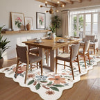 Beeiva 5 x 7 Area Rugs - Scalloped Floral Printed Beige Playroom Rug for Dorm Non Slip Washable Neutral Area Rug Soft Ultra-Thin Aesthetic Throw Carpet for Kids Room Nursery Living Room(Beige,5x7ft)