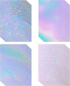36 Sheets Holographic Sticker Paper 8.5" x11'' Waterproof Clear Vinyl Sticker Sheets Self-Adhesive Rainbow Overlay Sheets with 4 Styles Mixed
