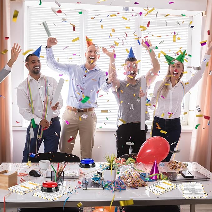Office Party Friendly Feud Game with 2 Answer Buzzers, Team Building Feud Cards for Family Game Night Fun Trivia Quiz for Work Staff Coworkers Groups