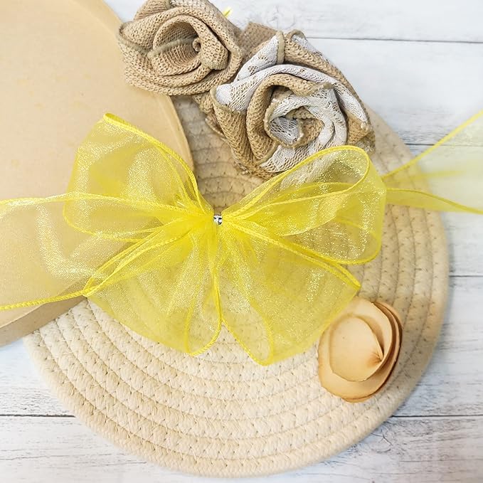 CT CRAFT LLC Sheer Organza Wired Ribbon 2.5" x 50Yards Yellow for Wedding Chair Bow Flora Bouquet Gift Wrapping Christmas Tree Home Decor Wreath