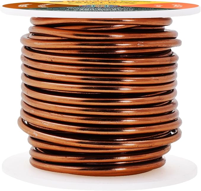 Mandala Crafts 8 Gauge Anodized Aluminum Craft Wire for Jewelry Making - 32 FT Colored Flexible Brown Wire - Bendable for Bonsai Armature Crafting Sculpting