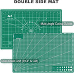 2 PCS Self Healing Cutting Mat 12" x 18": Sewing Rotary Cutting Mat for Crafts and Fabric Sewing Scrapbooking Quilting and Precision Cutting (2, Green)