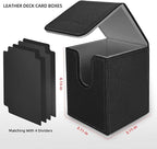 Mlikero 4 Pack Card Deck Box, Commander Deck Box Holds 400+ Single Sleeved Cards with 4 Dividers, Leather Magnetic Card Box Fit for MTG, TCG