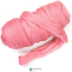 Kondoos Colored Natural wool roving, 1 lb. Best wool for needle felting, wet felting, handcrafts and spinning. (Wild watermelon, 1 lb)