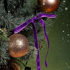 LaRibbons Thin Velvet Ribbon 3/8 Inch x 25 Yards, Purple Velvet Ribbon for Christmas Tree, Gift Wrapping, Wreath Bow, Outdoor Decoration
