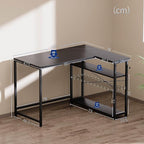 Pamray 43 Inch L Shaped Computer Desk with Reversible Side Storage Shelves, Small Corner Desk for Small Space Home Office,Writing Study Table PC Desk for Bedroom,Vintage