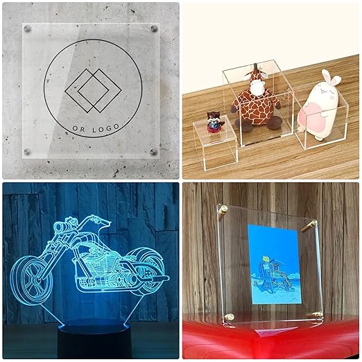 Pack of 10 Clear Acrylic Sheet 12" x 12" Cast Plexiglass Square 1/8" Thick (3mm) Transparent Plastic Panel for Craft, Sign, Display Projects, Laser Cutting, Engraving