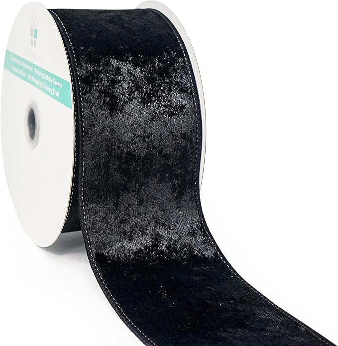 Black Velvet Ribbon 2.5 Inch x 10 Yards for Christmas Tree Topper Home Decoration Wreath Gift Wrapping DIY Craft