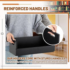 2 Set Wooden CD Storage Box Holder Shelf Cassette Tape Display Racks with Carrying Handles, Organizer Shelf for Movie Cases, DVDs, Each Set Can Store up to 36 Pcs CDs (Black)