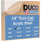 Duco USA-Made Clear Cast Acrylic Sheet 1/8 Inch Thick 8" x 12" - 8 Pack of Transparent Plexiglass Sheet - Lightweight Acrylic Board for Window Replacements, Displays, Signs, and More