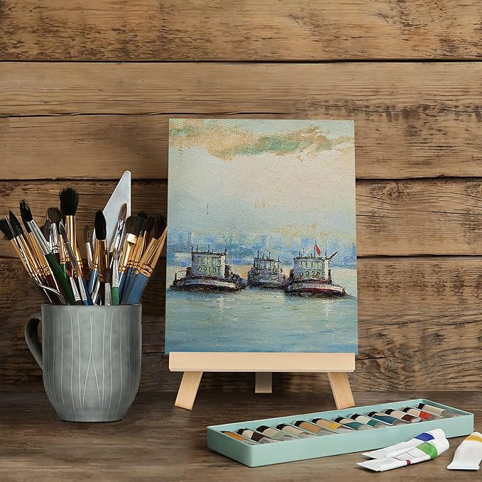 Kinlink 9 Inch Tall Wood Easels for Display Set of 6, Display Easel Tabletop, Painting Easel Stand for Artist Students