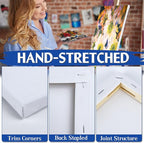 Blank Canvases - 8x10in Stretched Canvases, 20 Pack, 5/8 Inch Profile, 100% Cotton Artist Framed Canvas for Acrylics, Oils & Other Painting Media