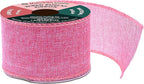 Mandala Crafts Pink Burlap Wired Ribbon 2.5 Inches Wide Jute Ribbons for Crafts - 10 Yds Roll Rustic Burlap Wrap Trim Ribbons for Wreaths Bows Party Decoration