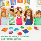 LONGKING 8-Pack Liquid Tiles for Kids, Soft Gel Liquid Sensory Toys for Autistic Children, Sensory Mats, Sensory Toys for Toddlers 3-4