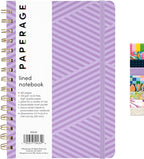PAPERAGE Lined Spiral Journal Notebook, (Geometric Lavender), 160 Pages, Hardcover Journal for Women & Men, Medium 5.5 in x 8 in - 100 GSM, Thick Paper, Spiral Notebook for Work, School & Journaling