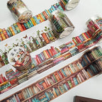6 Rolls PET Washi Tape Set,Reading Themed Scrapbook Tape Stickers for Journaling,Junk Journal,Planner,DIY Arts Crafts,Notebook,Photo Frame,Phone Case(Book)
