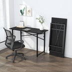 Folding Computer Desk 47 inch Writing Gaming Computer Camping Table, No Assembly Required Home Office Desk, Black