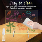 Led Note Board with 7 Colors, 13.8“X10” Lumiboard Led Drawing Board for Kids, 4 Modes Acrylic Dry Erase Board with Light, Glow Rewritable Message Board with Stand, Include 7 Markers, Hanging Chain