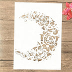 TIAMECH A4 Reusable Moon Flower Stencil for Painting - Rose Crescent Layering Template, DIY Wall Art, Wood Furniture, Scrapbook & Crafts (8.3x11.7inch)