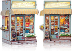 DIY Book Nook Kit, Miniature Dollhouse Bookshelf Insert with Light, Laser-Cut Wooden Craft Set for Adults, Perfect for Teens and Adults, Beach Bar