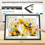 TOHETO A2 Light Pad 25.2''x18.4'', Large Magnetic LED Light Board for Diamond Painting, 3-Color Modes Light Box for Tracing, 6-Level & Stepless Dimmerable Diamond Art Light Table for Drawing,Sketching