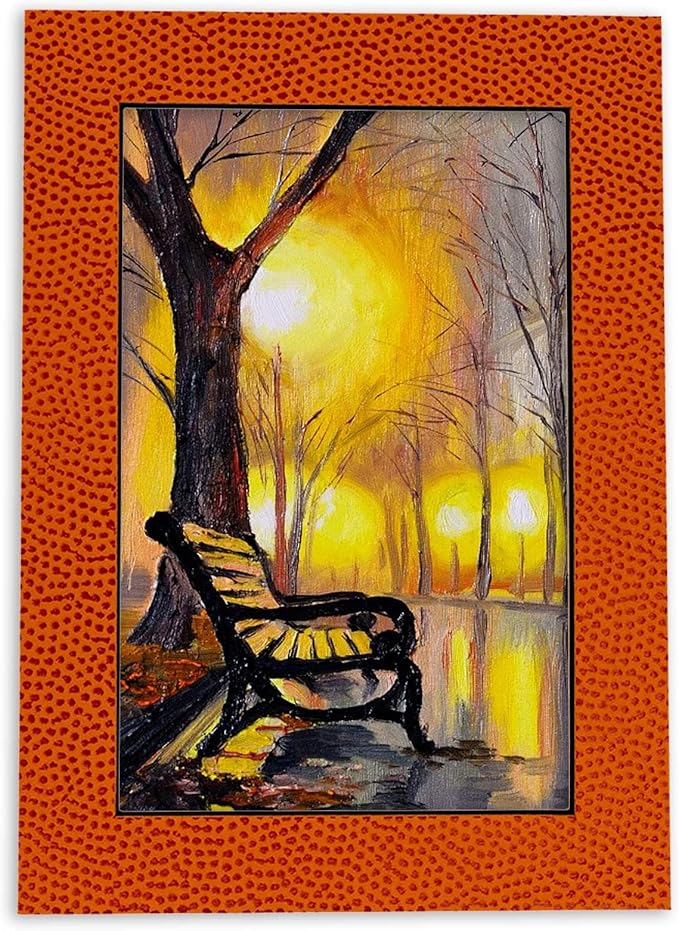 Pack of 25 Acid Free 8x10 Mats Bevel Cut for 5x8 Photos - Basketball Texture Precut Matboards With Backing Boards and Clear Photo Mat Bags For Pictures, Photos, Framing - 4-ply Thickness