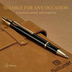 BEILUNER Luxury Gel Pen with 24K Gold Electroplating Finish, Black Piano Lacquer, Luxury Grade Craftsmanship, Best Gel Pen Gift Set for Men and Women