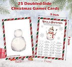 Roll A Snowman Game, Christmas Dice Games for Families & Large Groups-25 Players, Christmas Party Games for Adults, Red and Green Theme Winter Holiday Decorations White Elephant Gifts Ideas