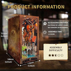 [2025 New] Magic Ring Book Nook Kit with Dust Cover & LED Light, DIY Miniature House Kit Toy, 3D Wooden Puzzle Bookshelf Decor Building Kit, Birthday Gifts for Family & Friends