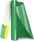 Glitter HTV Heat Transfer Vinyl Rolls- 12" x 10ft. Glitter Iron on Vinyl for DIY T-Shirts, Glitter for All Cutters, Heat Transfer Vinyl (Grass Green)
