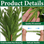 Watayo 10 Pcs Christmas Norfolk Pine Branches with Pine Cones, 19" Extra Length Fake Greenery Norfolk Pine Stems Sprigs, Artificial Xmas Branches Plants Pine Leaves for DIY Craft Garland Home Decor