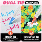 FUMILE 48 Colors Dual Tip Acrylic Paint Pens,Paint Markers With Extra Fine Tip and Brush Tip for Wood, Rock, Glass, Ceramic, Canvas, Paper.Paint Markers for DIY Craft,Halloween and Christmas